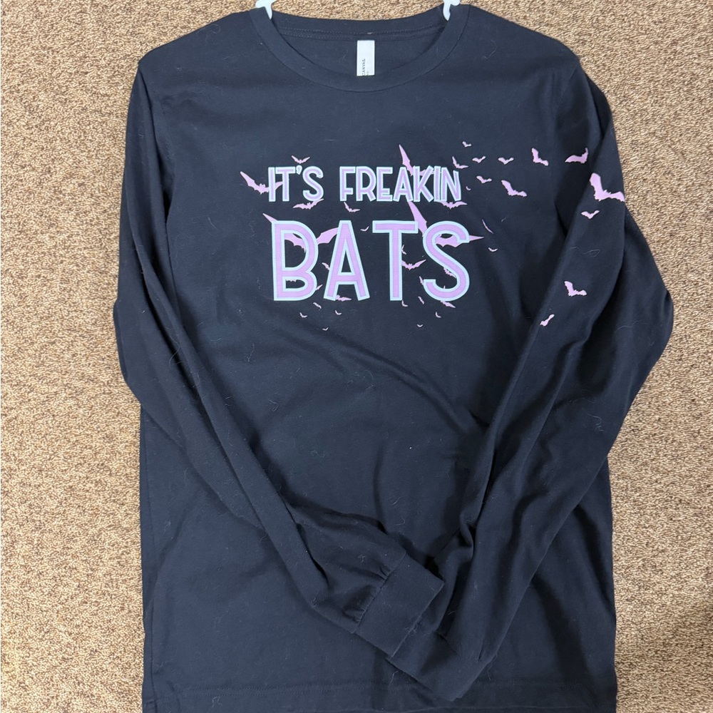 Bella Canvas Black Long Sleeve Tee with Pink Print - Picture 2 of 2